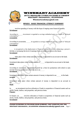 BFN203 BASIC FINANCIAL LITERACY SUMMARY 08024665051.pdf